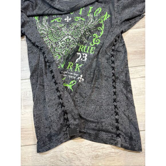 Affliction men’s grey/green t-shirt size 2X - Picture 7 of 12